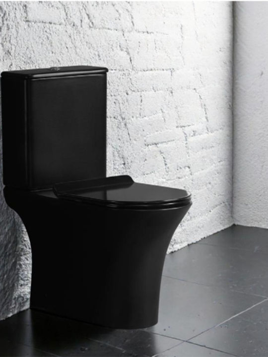 Bianco Ceramica Тоалетна, стояща на пода Безръбрен с тоалетна чиния с Капак Софт Клоуз Черен