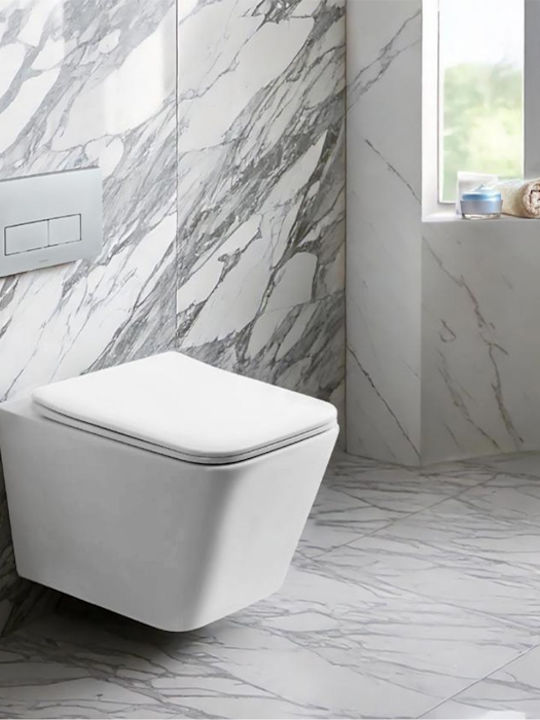 Bianco Ceramica Wandhängende Toilette Randlos mit Schlank Deckel Sanftes Schließen Weiße