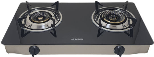 Proton GS02 Επιτραπέζια Εστία Υγραερίου Διπλή Μαύρη
