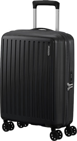 American Tourister Cabin Travel Suitcase Fabric Black Velvet-Black Metal with 4 Wheels Height 55cm