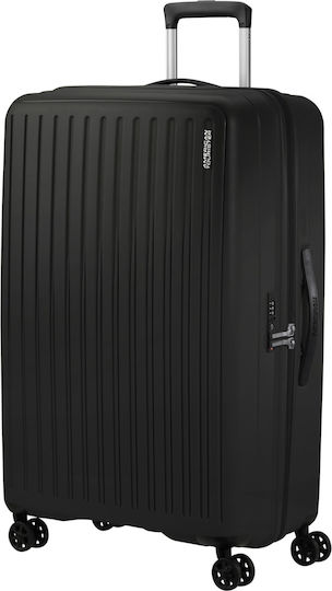 American Tourister Large Travel Suitcase Fabric Black Velvet-Black Metal with 4 Wheels Height 77cm