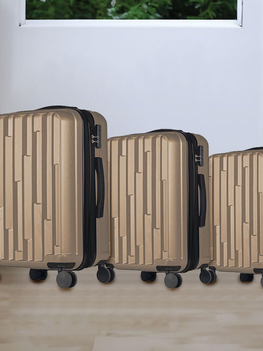 Provitera Reisekoffer Hartschalen Gold mit 4 Räder Set 3Stück