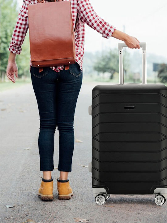 Provitera Travel Suitcases Hard Black with 4 Wheels Set of 4pcs