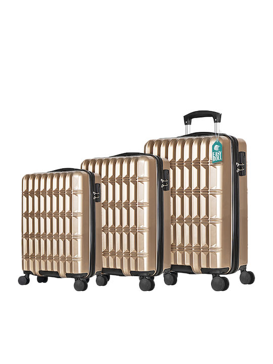 Provitera Travel Suitcases Hard Gold with 4 Wheels Set of 3pcs