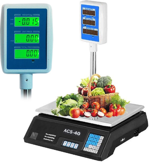 Bakaji Electronic Retail Scale with Weighing Capacity of 40kg and Division 200gr
