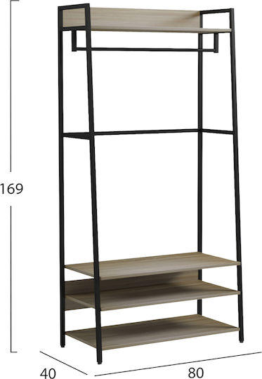 Aranja Eingangsmöbel mit Schuhschrank Black-Sonoma Melamine 84x40x169cm