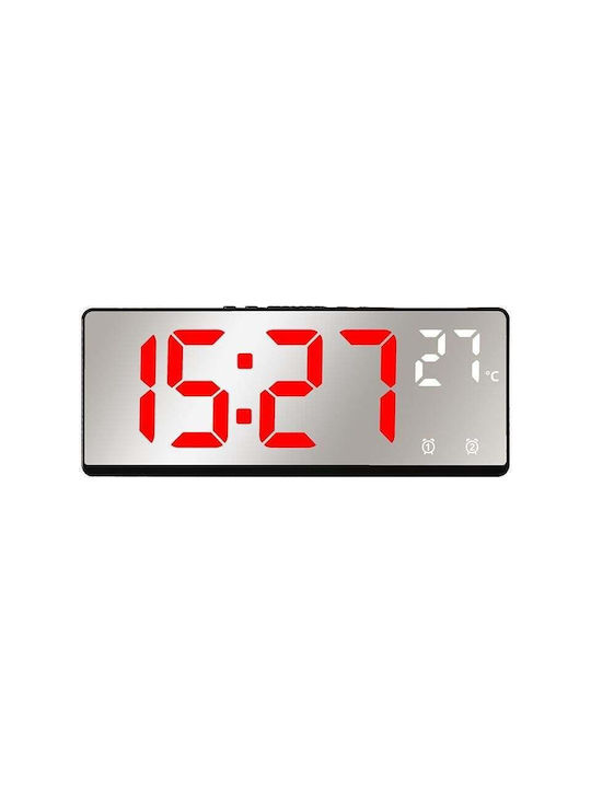 Andowl Ceas De Masă Digital Lcd Cu Ceas Deșteptător Argintiu