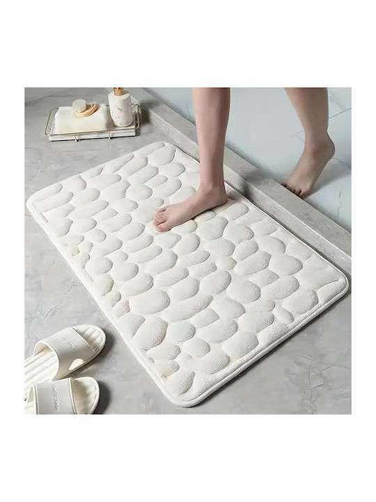 Bakaji Αντιολισθητικό Πατάκι Μπάνιου Microfiber 02840698 Λευκό 60x40εκ.