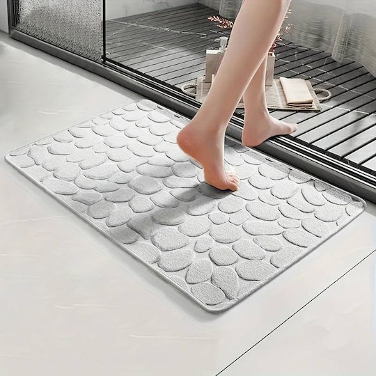 Bakaji Αντιολισθητικό Πατάκι Μπάνιου Microfiber 02840698 Λευκό 60x40εκ.