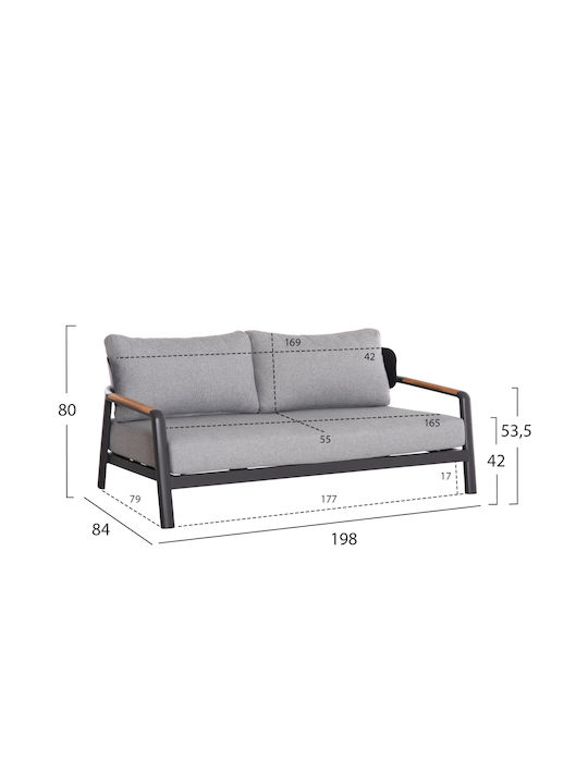 Set Mobilier Exterior Elara 4 Piese Gri Cu Perne