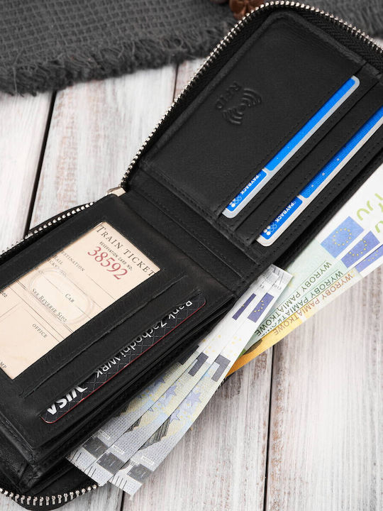 Set Leather Men's Wallet with RFID Black