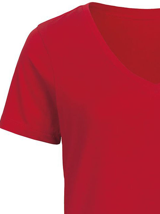 B&C V Women Γυναικείο Διαφημιστικό T-shirt Κοντομάνικο Red