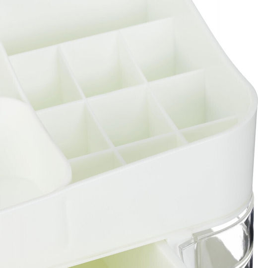 Relaxdays Organizator Cosmetice Cu 2 Sertare Alb 26x21.5x21cm