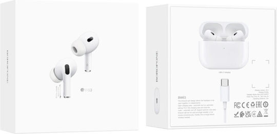 Borofone BW63 In-ear Bluetooth Handsfree Ακουστικά με Θήκη Φόρτισης Λευκά