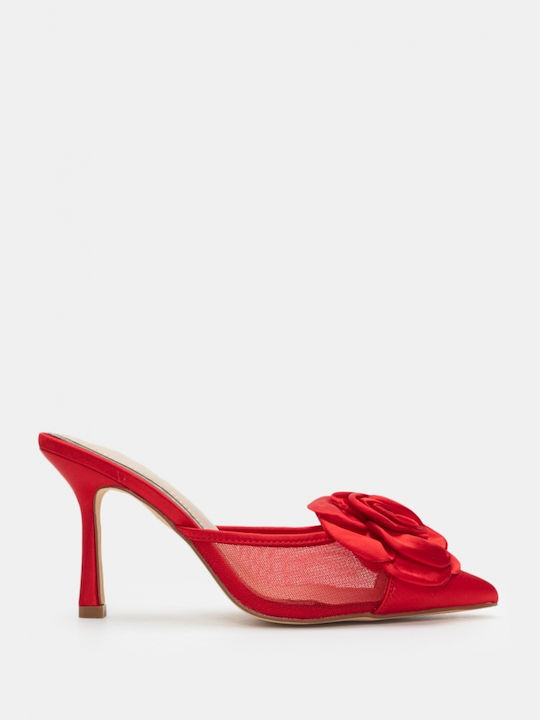 Luigi Heel Mules Red