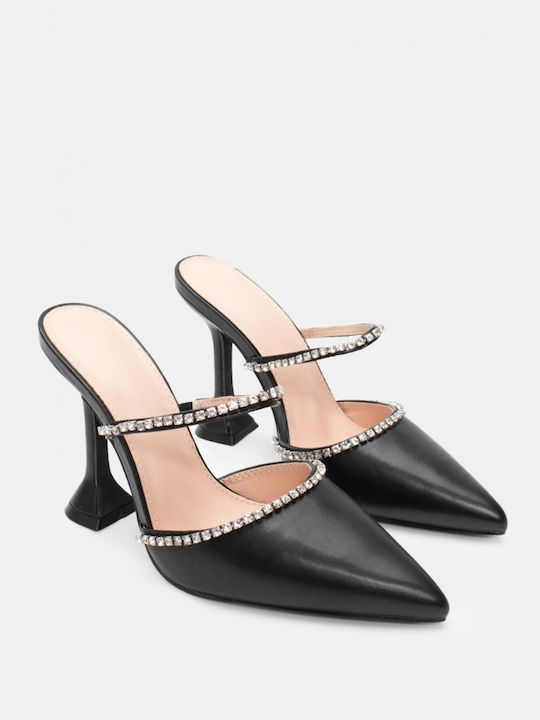 Luigi Heel Mules Black