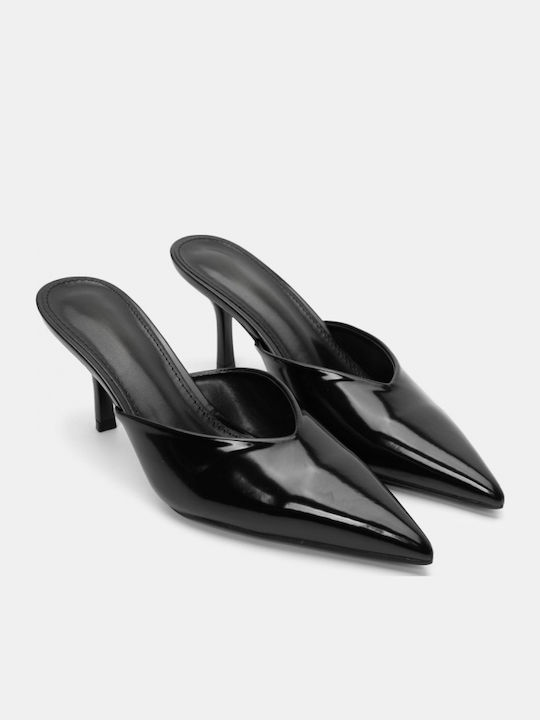 Mules mit Dünn Hoch Absatz in Schwarz Farbe