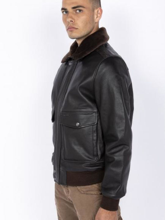Jachetă de Piele Vintage Brown