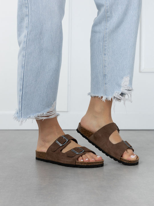 Women's Flat Sandals Anatomic in Brown Color