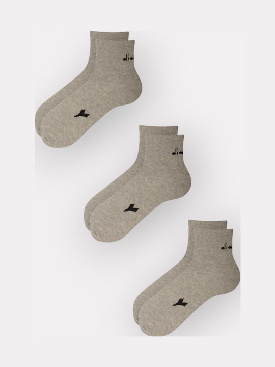 Diadora Cotton Mid-Cut Unisex Socks Value Pack of Three Pieces D9355-grey