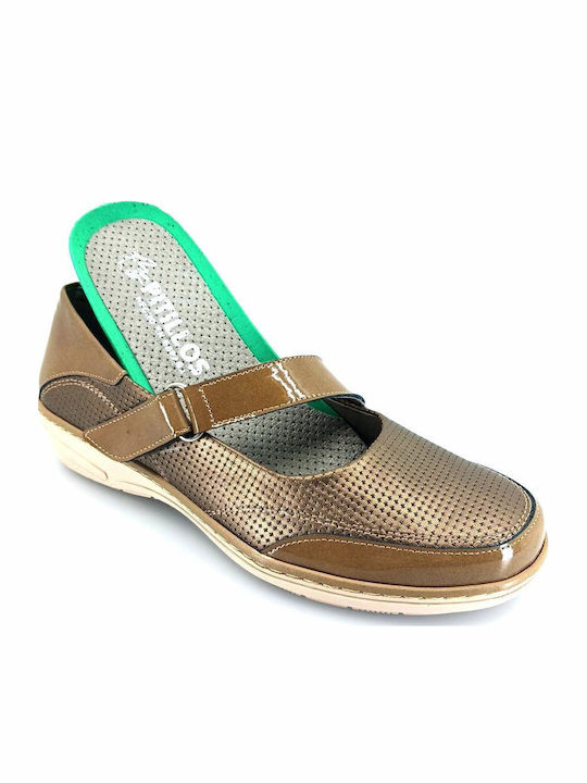 Leather Women's Moccasins in Brown Color