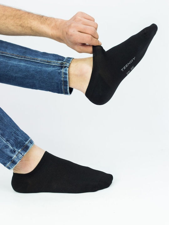 Men's Cotton Ankle Socks Simplicity 3 Pairs Trendy 6316 Black