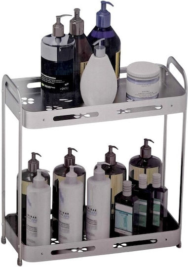 Wall Mounted Bathroom Shelf Metallic 33x15.5x36cm Silver