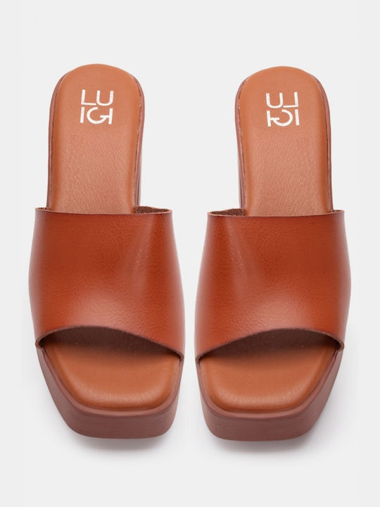 Luigi Heel Mules Brown