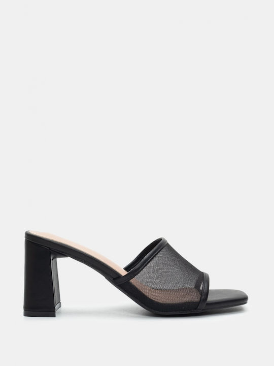 Luigi Heel Mules Black