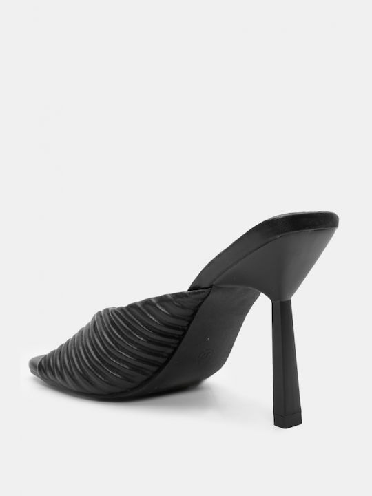 Luigi Heel Mules Black