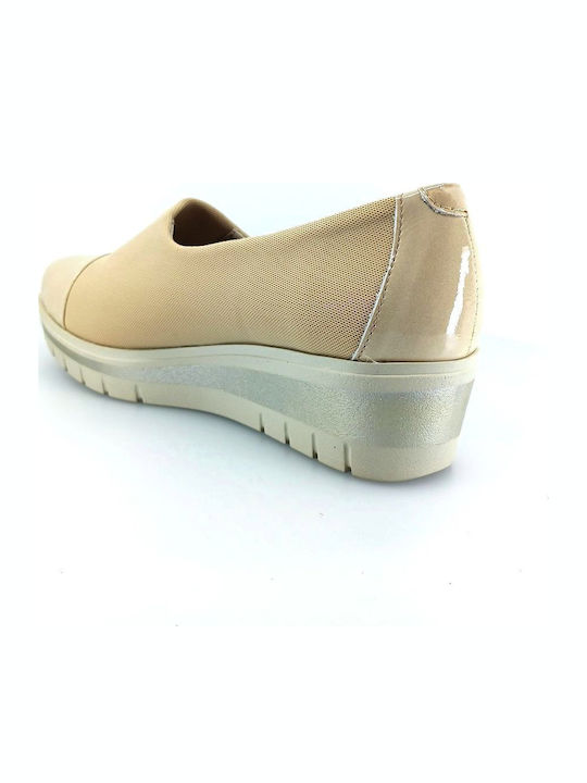 Γυναικεία Slip-On Δερμάτινα Μπεζ