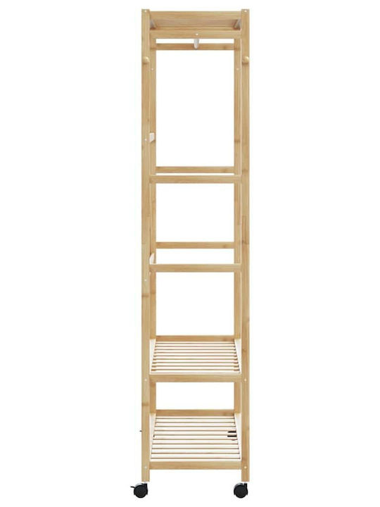 vidaXL Τροχήλατη Κρεμάστρα Δαπέδου από Bamboo Καφέ 110x40x180cm