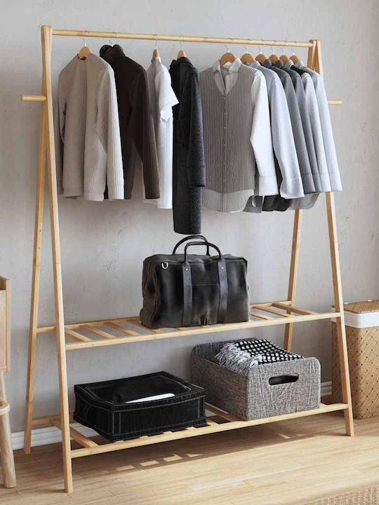 vidaXL Floor Garment Rack made of Bamboo Brown 132x45.5x150.5cm