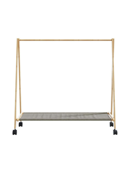 vidaXL Wheeled Floor Garment Rack made of Bamboo Telescopic Brown 106x34x106.5cm