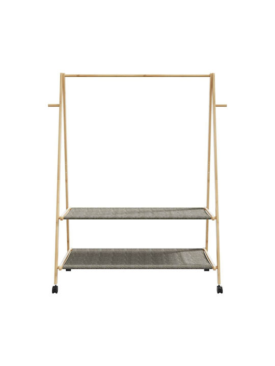 vidaXL Pe roți Cuier de podea din Bambus Pliere Maro 132x45.5x155.5cm