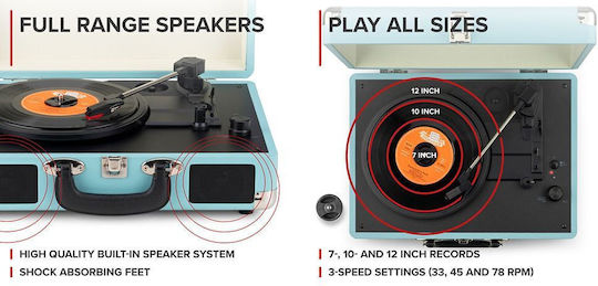 Audizio RP116BL 102.070 Грамофон В Куфарче С Предусилване И Вградени Говорители Син
