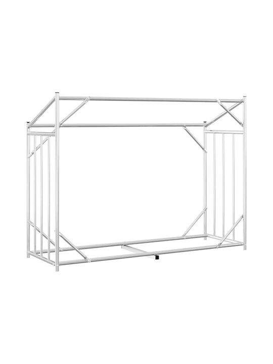 vidaXL Дърво Рафт Съхранение на Дърва 151x60.5x110.5см Черен