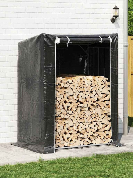 vidaXL Firewood Wooden Shelf Wood Storage Black