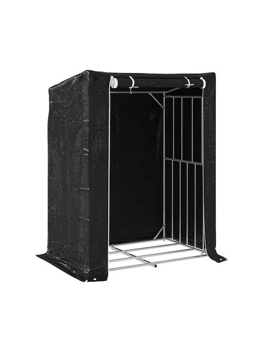 vidaXL Firewood Wooden Shelf Wood Storage Black
