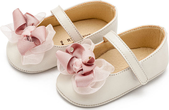 Babywalker Ecru Pink Baptism Leather Soft Sole Pumps