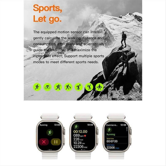 Andowl W800 Ultra 49mm Smartwatch with Heart Rate Monitor (Beige)