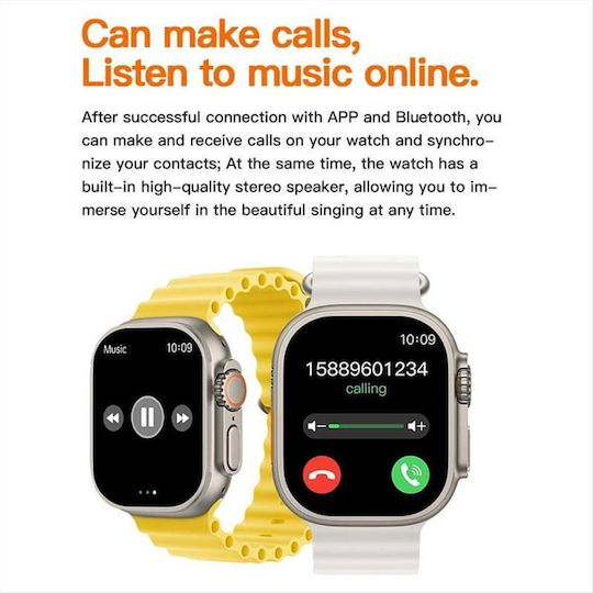 Andowl W800 Ultra 49mm Smartwatch with Heart Rate Monitor (Beige)