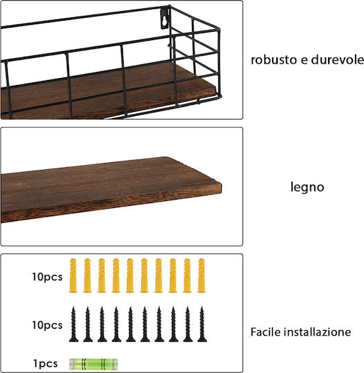 Walnut Wall Shelves (4 Pieces) 40x14.5x11cm