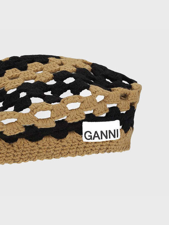 Ganni Fabric Women's Beret Hat Brown