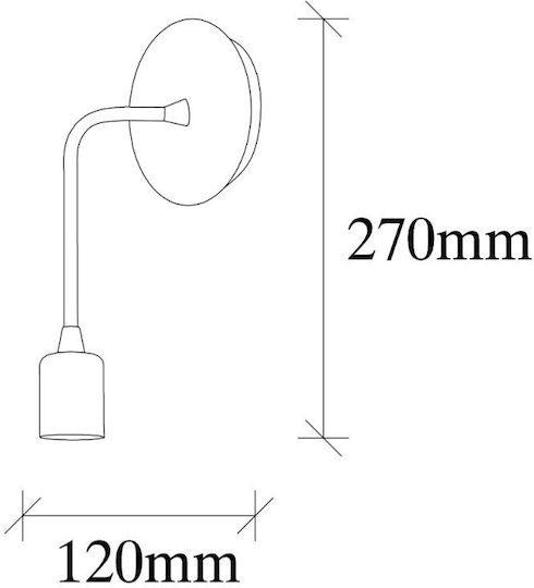 Megapap Aden Φωτιστικό Τοίχου με Ντουί E27 Μαύρο 6x12x27εκ.