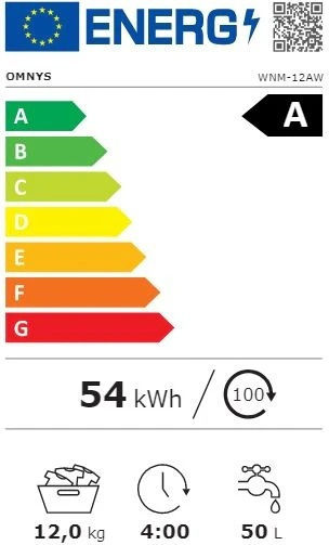 Omnys Πλυντήριο Ρούχων 12kg 1400 Στροφών WNM-12AW