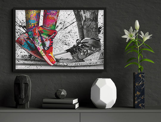 Poster Graffiti Sneakers Snk070 21cm X 30cm Λευκό Κάδρο Pvc 18x24