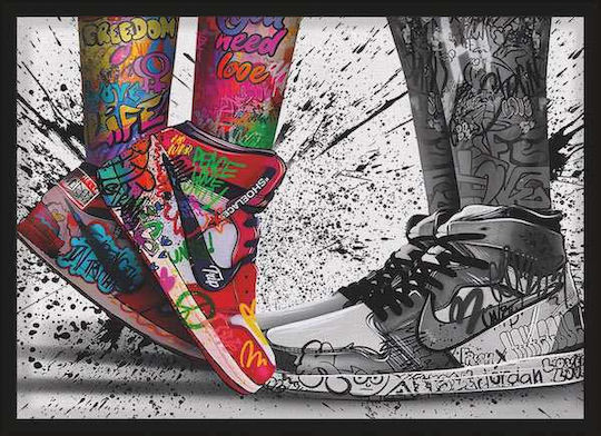 Poster Graffiti Sneakers Snk070 21cm X 30cm Λευκό Κάδρο Pvc 18x24