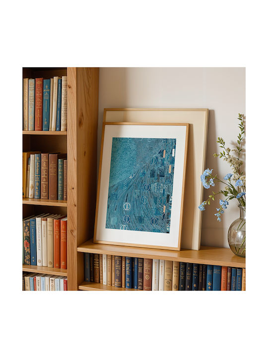 Poster Blaue Details von Gustav Klimt Art156 21cm x 30cm Weißer Rahmen PVC 18x24