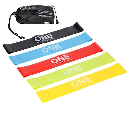 One Fitness One Fitness Mini Benzi de rezistență pentru exerciții seturi 5buc Colorate 0.6m